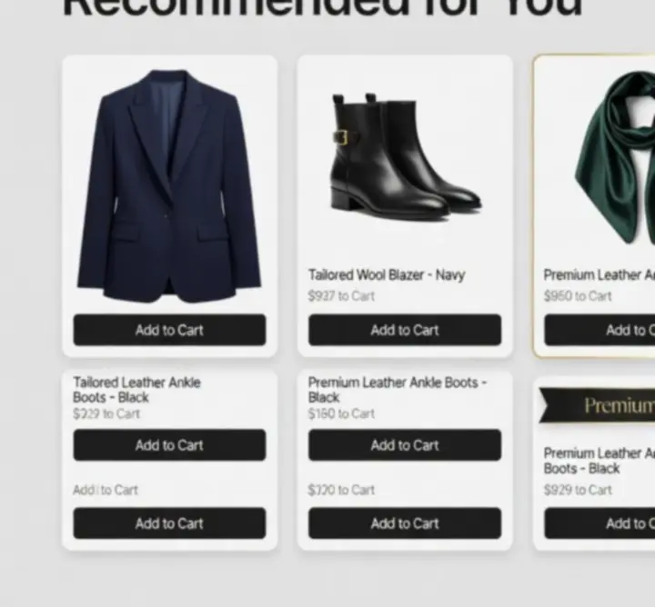 Makieta rekomendowanych produktów w sklepie internetowym FashionShopp.